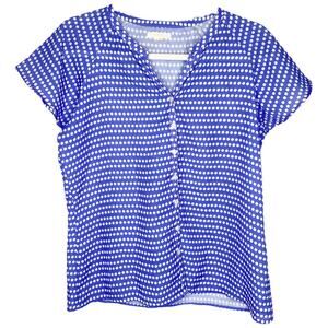 Anthropologie Tulle Blue Polka Dot Shirt Medium